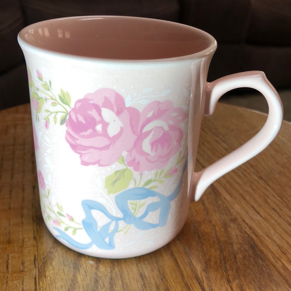 Easter Pink rose coffee tea mug Russ brand vintage
